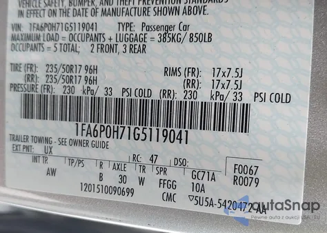 2016 Ford Fusion Se from USA, damaged, VIN 1FA6P0H71G5119041